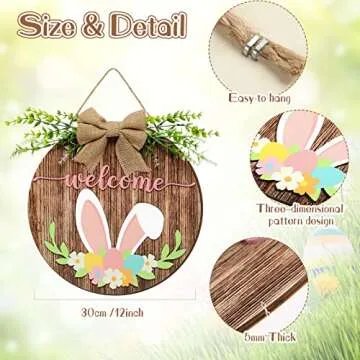 Capoda Easter Wooden Hanging Sign for Front Door