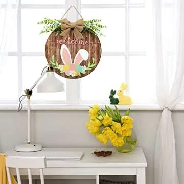 Capoda Easter Wooden Hanging Sign for Front Door