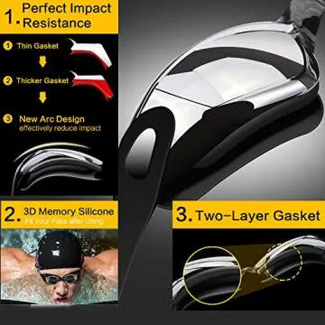 Hurdilen Swim Goggles Swimming Goggles No Leaking with Nose Clip, Earplugs, Swim Cap and Case for Men Women