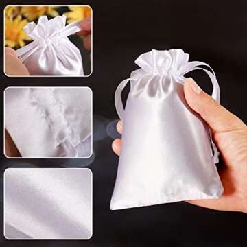 Satin Bags with Drawstring, 4x6" Wedding Favor Drawstring Bags, 50PCS White Smooth Soft Satin Fabric Gift Pouch for Jewelry, Baby Shower, Valentine's Day, Craft, Birthday, Business, Party Favors Bags