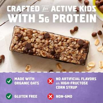 CLIF Kid Zbar Protein - Chocolate Chip - Crispy Whole Grain Snack Bars - Made with Organic Oats - Non-GMO - 5g Protein, 1.27 Oz - 15 Count (Pack of 1)