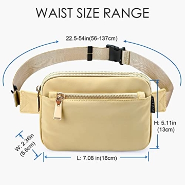ZORFIN Fanny Packs for Women Men: Crossbody Belt Bag with Adjustable Strap - Fashion Waist Packs for Workout Running Traveling Hiking Khaki