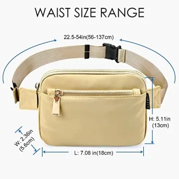 ZORFIN Fanny Packs for Women Men: Crossbody Belt Bag with Adjustable Strap - Fashion Waist Packs for Workout Running Traveling Hiking Khaki