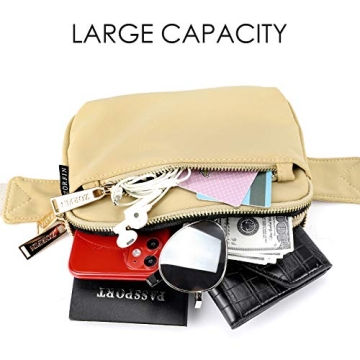ZORFIN Fanny Packs for Women Men: Crossbody Belt Bag with Adjustable Strap - Fashion Waist Packs for Workout Running Traveling Hiking Khaki