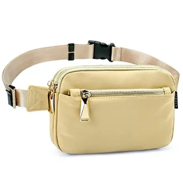 ZORFIN Fanny Packs for Women Men: Crossbody Belt Bag with Adjustable Strap - Fashion Waist Packs for Workout Running Traveling Hiking Khaki