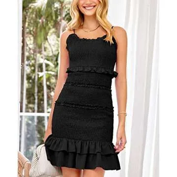 Okiwam Women Casual Summer Dress Stylish Backless Ruffle