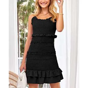 Okiwam Women Casual Summer Dress Stylish Backless Ruffle