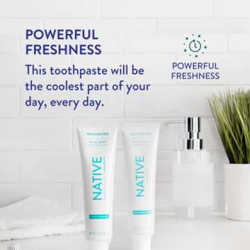 Native Toothpaste Made from Naturally-Derived Cleaners and Simple Ingredients That Safely Whitens Teeth, 4.1 oz, Wild Mint Fluoride Free - 1 Count