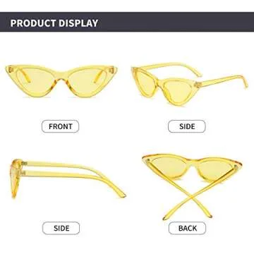 YOSHYA Retro Vintage Narrow Cat Eye Sunglasses for Women Clout Goggles Plastic Frame (Clear Yellow/Yellow)