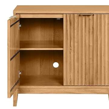 Nathan James Jasper Modern Sideboard, Kitchen Storage Cabinet with Fluted Doors, Accent Storage for Kitchen or Living Room, Warm Pine