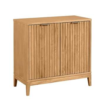 Nathan James Jasper Modern Sideboard, Kitchen Storage Cabinet with Fluted Doors, Accent Storage for Kitchen or Living Room, Warm Pine
