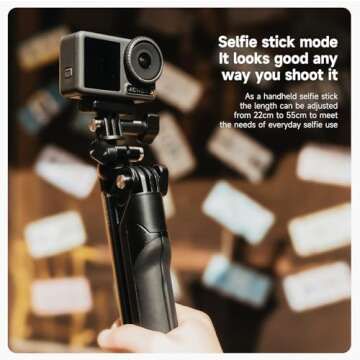 TELESIN Flexible Selfie Stick Pole Tripod Phone Holder, 360 Ball Joint Pivot Arm Stabilizer Monopod Handle Grip for GoPro Max 12 11 10 9 8 7 Insta360 X3 Ace Pro DJI Action 4 Osmo Pocket 3 Accessories