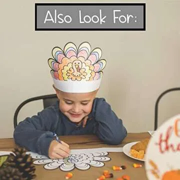 Tiny Expressions - Thanksgiving Coloring Placemats for Kids - Set of 12 Paper Placemats to Color, Turkey 'I Am Thankful for' Theme - Fall Thanksgiving Crafts for Kids