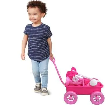 14 PCS Pink Princess Beach Wagon Plastic Toy Playset for Kids with Castle Molds, Sand Wheel, Water Pail, Play Tools and Featured Molds