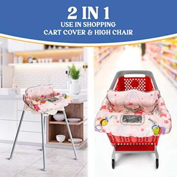 Shopping Cart Cover for Baby PILLANI, High Chair Cover for Restaurant Seat, Grocery Cart Cover for Baby Girl/Boy, Cotton Buggy Covers for Babies, Toddler Shopping Cart Cover