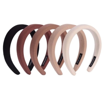 Padded Thick Brown Headbands for Women - 5pcs Fashion Hair Bands