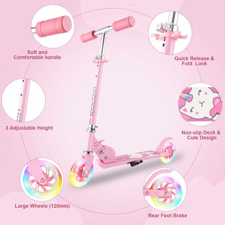 Light Up Scooter for Kids - Adjustable Handlebar