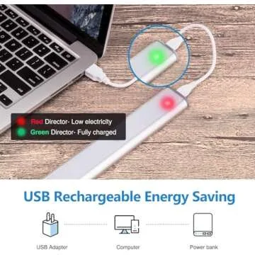 Under Cabinet Lighting Closet Light 20 LEDs 3 Packs, Wireless Rechargeable Cabinet Lights, Magnetic Under Counter Lighting, LED Motion Sensor Night Light for Closet Cabinet Wardrobe Stairs (White)