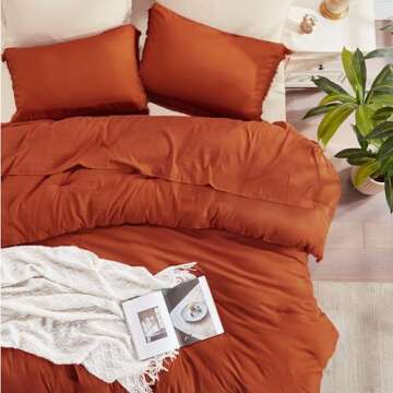 Andency Queen Comforter Set Burnt Orange, 3 Pieces Boho Terracotta Fall Tassel Lightweight Bedding Comforter Sets, All Season Rust Soft Bed Set (90x90In Comforter & 2 Pillowcases)