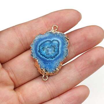 Zotoone Natural Agate Crystal Druzy Connectors Pearl Links Jewelry Connectors Charms Irregular Shape Plated Gold Edge Crystal Agate Stone Pendant DIY for Necklace or Jewelry Making (Mix Style 3pieces