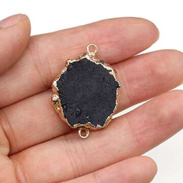 Zotoone Natural Agate Crystal Druzy Connectors Pearl Links Jewelry Connectors Charms Irregular Shape Plated Gold Edge Crystal Agate Stone Pendant DIY for Necklace or Jewelry Making (Mix Style 3pieces