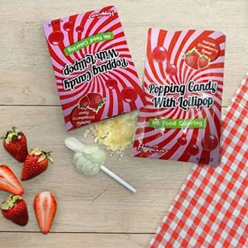 Happiness USA 50 Pack Pop Rock Candy with Dip Lollipops Individually Wrapped | All Natural Dye Free Suckers & Strawberry Candy Rocks No Artificial Colors or Flavors | Non Dairy Birthday Party Favors