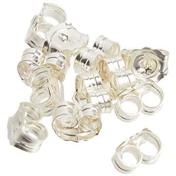 Beadaholique 5005080 Sterling Earring Backs, 4mm, Silver, 12 Piece (Pack of 1)