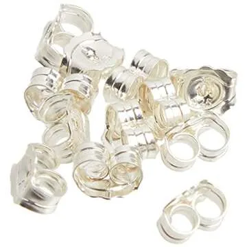 Beadaholique 5005080 Sterling Earring Backs, 4mm, Silver, 12 Piece (Pack of 1)