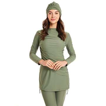 Seafanny Women's Modest Long Sleeve Burkini - Full Coverage Swimwear in Green