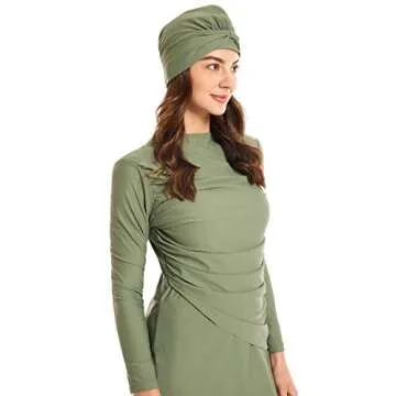 Seafanny Women's Modest Long Sleeve Burkini - Green Swimwear