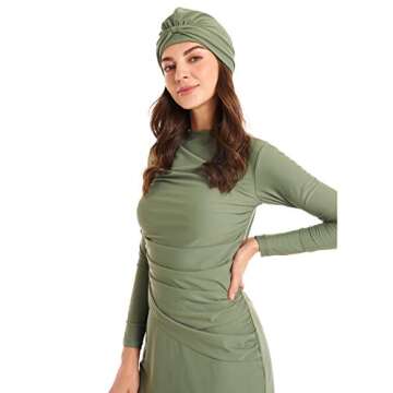Seafanny Women's Modest Long Sleeve Burkini - Green Swimwear