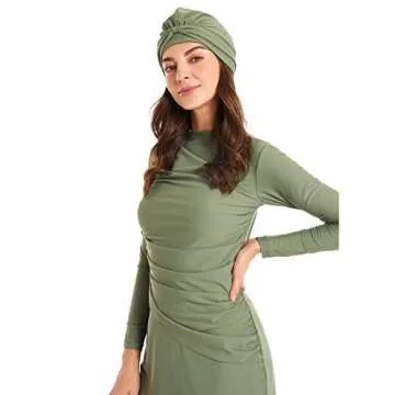 Seafanny Women's Modest Long Sleeve Burkini - Green Swimwear