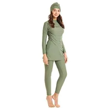 Seafanny Women's Modest Long Sleeve Burkini - Green Swimwear