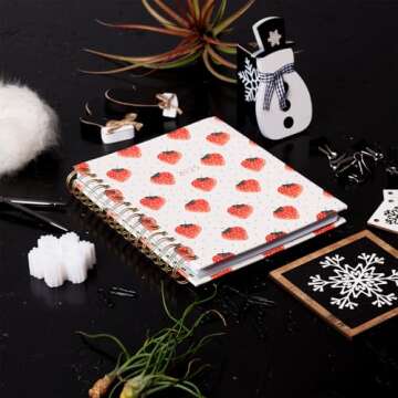 2025 Eccolo Spiral Agenda Planner, Strawberry, Weekly & Monthly Pages, 12 Month, Sticker Sheets, Ins...
