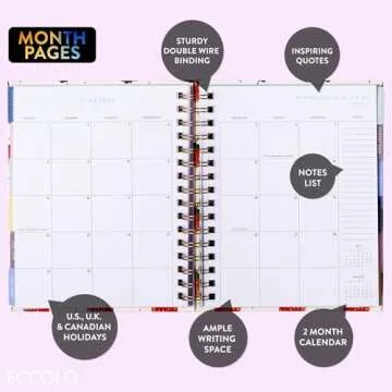 2025 Eccolo Spiral Agenda Planner, Strawberry, Weekly & Monthly Pages, 12 Month, Sticker Sheets, Inspirational Quotes (7.75 x 8.75, Hardcover)