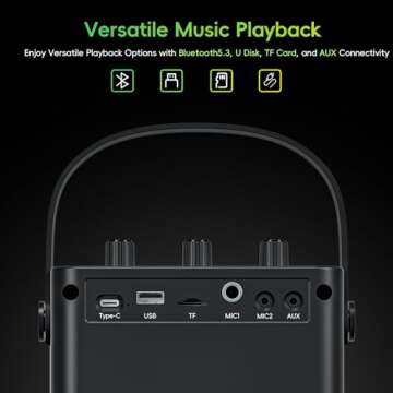 Bluetooth 5.3 Wireless Voice Amplifier with 2 Wireless Microphones, 40W Portable Rechargeable PA System for Teachers, Indoor/Outdoor Events