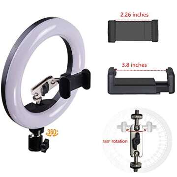 Clamp Ring Light with Webcam Mount for Video Calls and Selfies