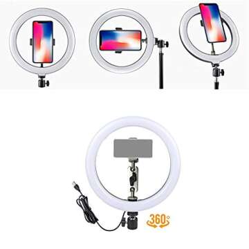 Clamp Ring Light with Webcam Mount for Video Calls and Selfies