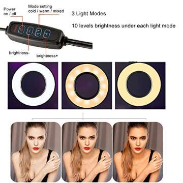 Clamp Ring Light with Webcam Mount for Video Calls and Selfies