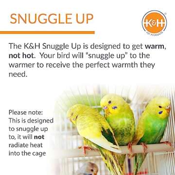 K&H Pet Products Snuggle-Up Bird Cage Heater, Bird Cage Accessory, Exotic Bird Warming Panel for Medium/Large Exotic Birds Like Parrot, Cockatoo, Macaw, African Gray - Large 7 X 4in Gray 12V