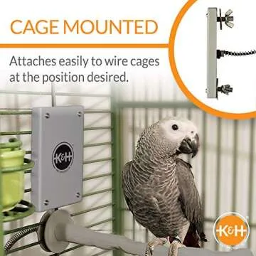 K&H Pet Products Snuggle-Up Bird Cage Heater, Bird Cage Accessory, Exotic Bird Warming Panel for Medium/Large Exotic Birds Like Parrot, Cockatoo, Macaw, African Gray - Large 7 X 4in Gray 12V