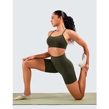 CRZ YOGA Women's Naked Feeling Biker Shorts - 6 Inches High Waist Yoga Workout Running Gym Spandex Olive Green Medium
