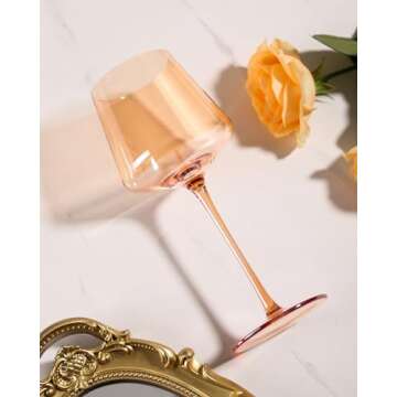 Colored Wine Glasses Set of 6-16oz Hand Blown Crystal Colorful Wine Glasses with Long Stem, Multicol...