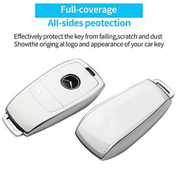 Autophone Compatible with Mercedes Benz Key Fob Cover with Keychain,Soft TPU 360 Degree Protection K...