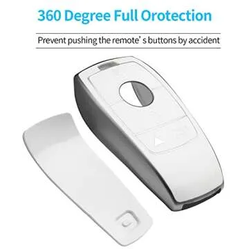 Autophone Compatible with Mercedes Benz Key Fob Cover with Keychain,Soft TPU 360 Degree Protection Key Case for 2019-2021 A-Class C-Class G-Class 2017-2020 E-Class S-Class (White)