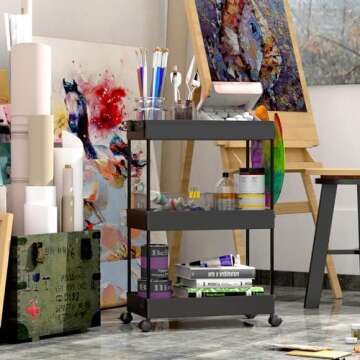 SPACEKEEPER 3 Tier Storage Cart - Mobile & Multi-Functional