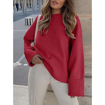 ANRABESS Women's Oversized Crewneck Long Sleeve Fuzzy Knit Casual Chunky Warm 2024 Fall Pullover Swe...