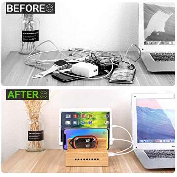OthoKing Bamboo Charging Station - Charge 5 Devices Effortlessly
