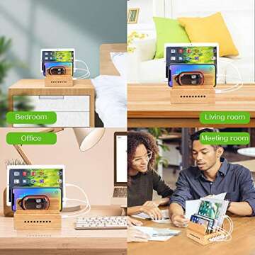 OthoKing Bamboo Charging Station - Charge 5 Devices Effortlessly