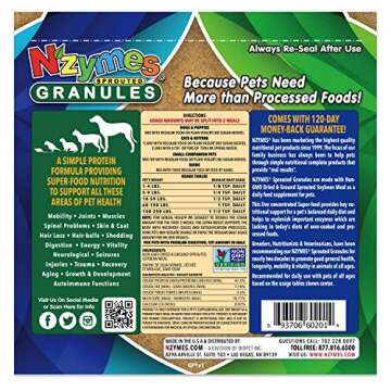 Nzymes® Sprouted Granules 1LBS for Dogs, Cats, and Companion Pets. Raw Super-Food Protein and Antio...